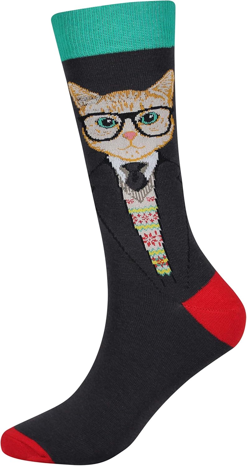 Cansok Men's 2/4 Packs Fun Crazy Novelty Dress Crew Socks - Image 3